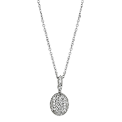 3W432 - Rhodium Brass Necklace with AAA Grade CZ  in Clear