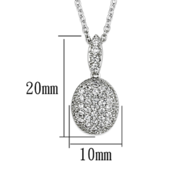 3W432 - Rhodium Brass Necklace with AAA Grade CZ  in Clear