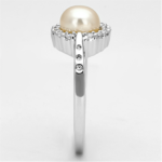 3W487 - Rhodium Brass Ring with Synthetic Pearl in White