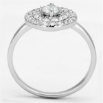 3W493 - Rhodium Brass Ring with AAA Grade CZ  in Clear