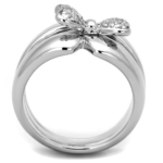 3W571 - Rhodium Brass Ring with AAA Grade CZ  in Clear