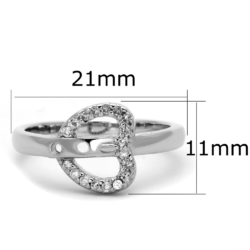 3W573 - Rhodium Brass Ring with AAA Grade CZ  in Clear