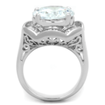 3W589 - Rhodium Brass Ring with AAA Grade CZ  in Clear