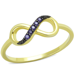 3W727 - Gold+Ruthenium Brass Ring with AAA Grade CZ  in Tanzanite