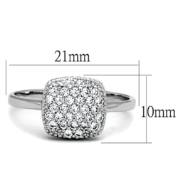 3W728 - Rhodium Brass Ring with AAA Grade CZ  in Clear