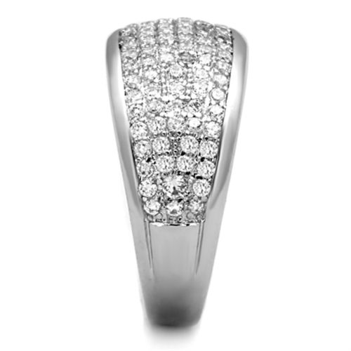 3W730 - Rhodium Brass Ring with AAA Grade CZ  in Clear