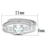 3W751 - Rhodium Brass Ring with AAA Grade CZ  in Clear