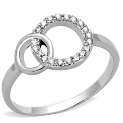 3W756 - Rhodium Brass Ring with AAA Grade CZ  in Clear