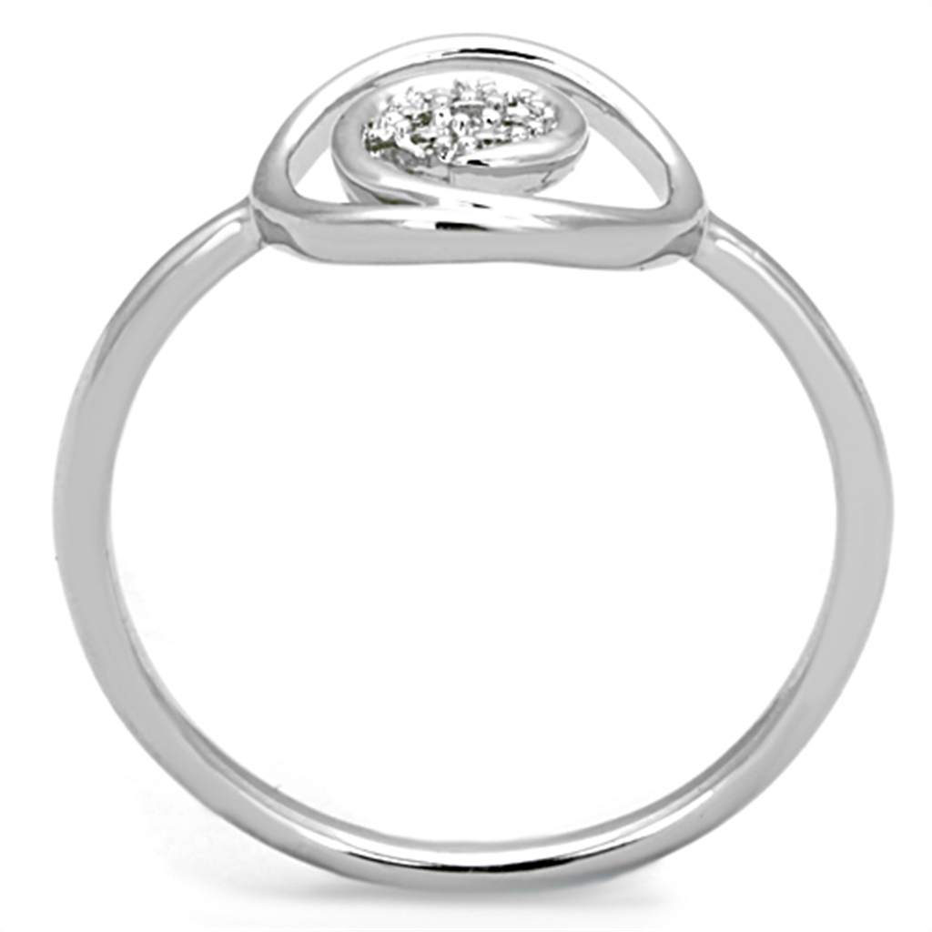 3W765 - Rhodium Brass Ring with AAA Grade CZ  in Clear