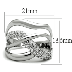 3W766 - Rhodium Brass Ring with AAA Grade CZ  in Clear