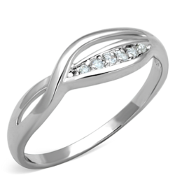 3W768 - Rhodium Brass Ring with AAA Grade CZ  in Clear