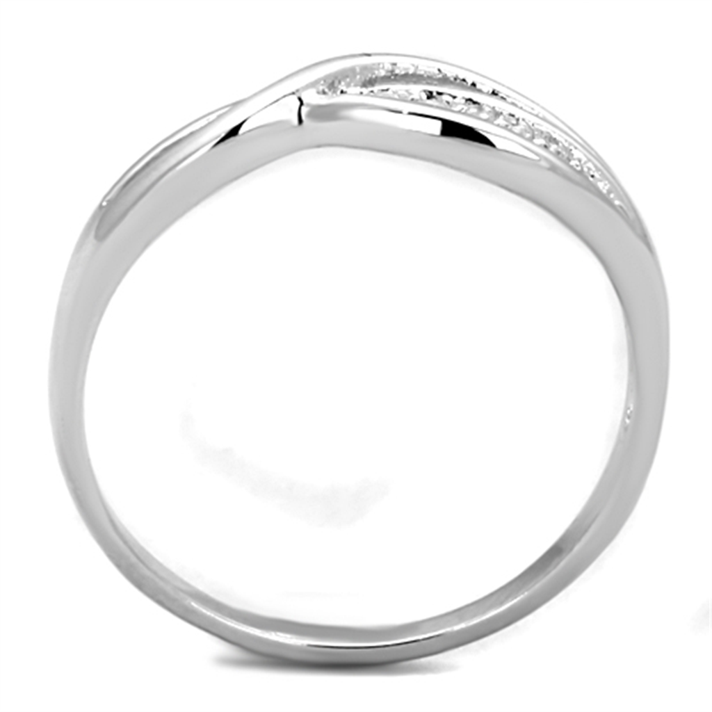 3W768 - Rhodium Brass Ring with AAA Grade CZ  in Clear