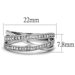 3W782 - Rhodium Brass Ring with AAA Grade CZ  in Clear