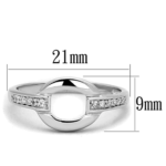 3W790 - Rhodium Brass Ring with AAA Grade CZ  in Clear