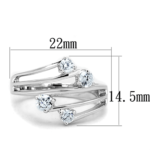 3W813 - Rhodium Brass Ring with AAA Grade CZ  in Clear