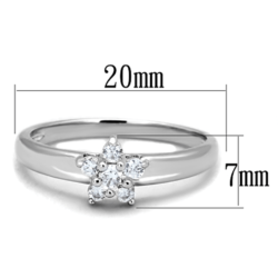 3W814 - Rhodium Brass Ring with AAA Grade CZ  in Clear