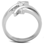 3W833 - Rhodium Brass Ring with AAA Grade CZ  in Clear