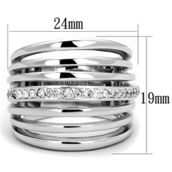 3W837 - Rhodium Brass Ring with AAA Grade CZ  in Clear