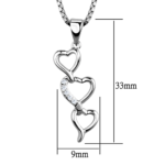 3W843 - Rhodium Brass Chain Pendant with AAA Grade CZ  in Clear