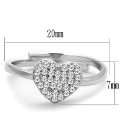 3W865 - Rhodium Brass Ring with AAA Grade CZ  in Clear