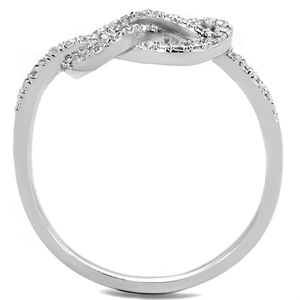 3W876 - Rhodium Brass Ring with AAA Grade CZ  in Clear