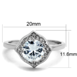 3W877 - Rhodium Brass Ring with AAA Grade CZ  in Clear