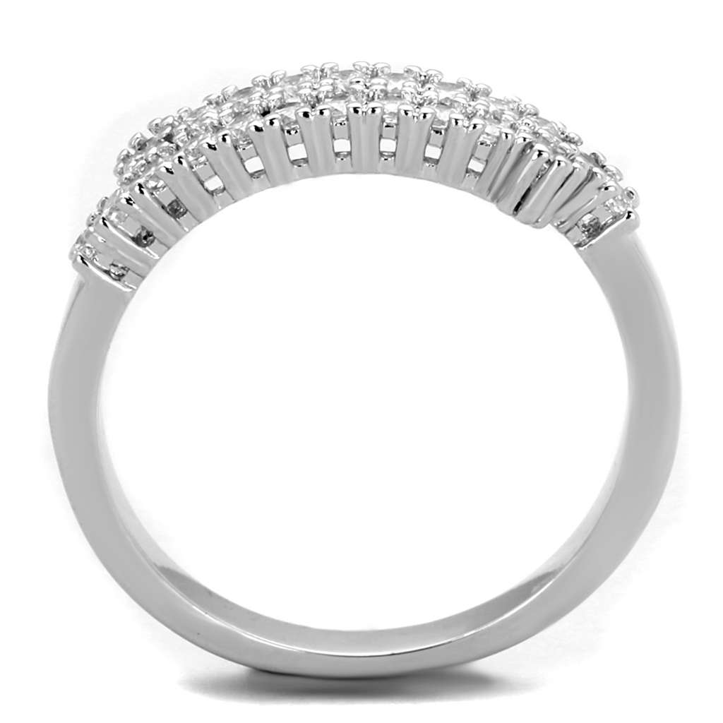 3W879 - Rhodium Brass Ring with AAA Grade CZ  in Clear