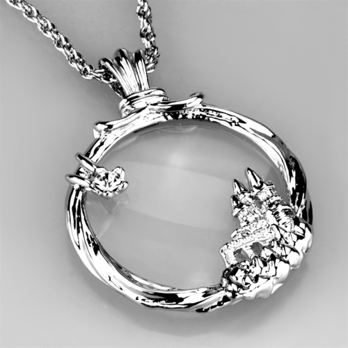 3W907 - Rhodium Brass Magnifier pendant with Top Grade Crystal  in Clear