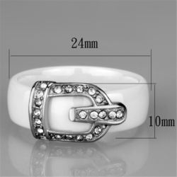 3W955 - High polished (no plating) Stainless Steel Ring with Ceramic  in White