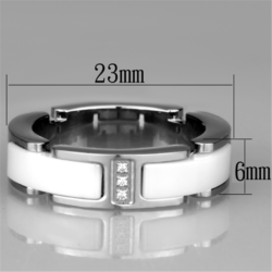 3W967 - High polished (no plating) Stainless Steel Ring with Ceramic  in White