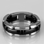 3W972 - High polished (no plating) Stainless Steel Ring with Ceramic  in Jet