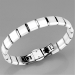 3W985 - High polished (no plating) Stainless Steel Bracelet with Ceramic  in White