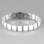 3W985 - High polished (no plating) Stainless Steel Bracelet with Ceramic  in White