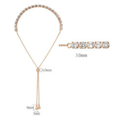 3W1651 - Rose Gold Brass Bracelet with AAA Grade CZ in Clear