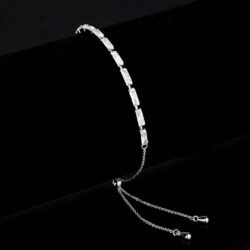 3W1652 - Rhodium Brass Bracelet with AAA Grade CZ in Clear