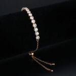 3W1666 - Rose Gold Brass Bracelet with AAA Grade CZ in Clear