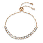 3W1666 - Rose Gold Brass Bracelet with AAA Grade CZ in Clear