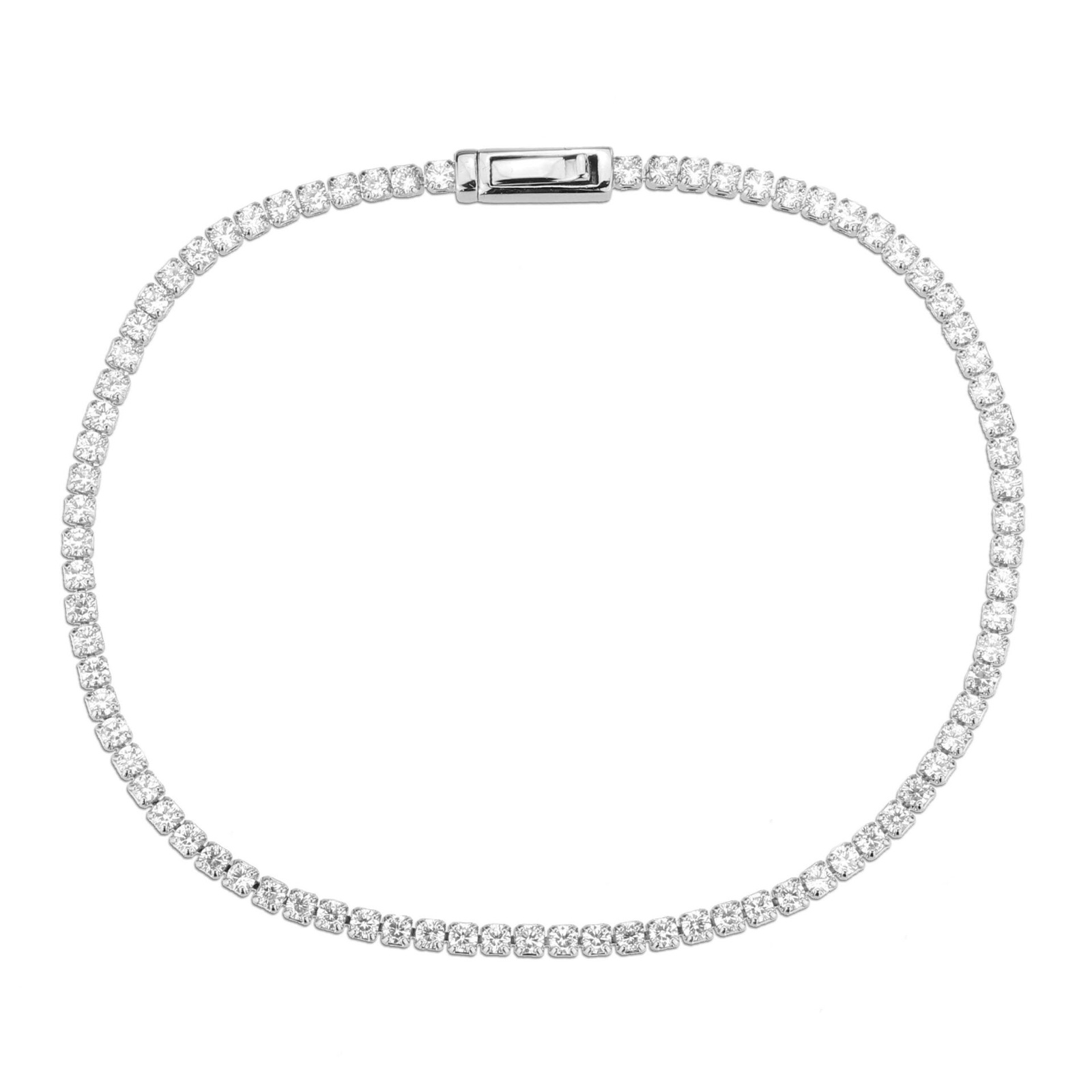 3W1682 - Rhodium Brass Bracelet with AAA Grade CZ in Clear