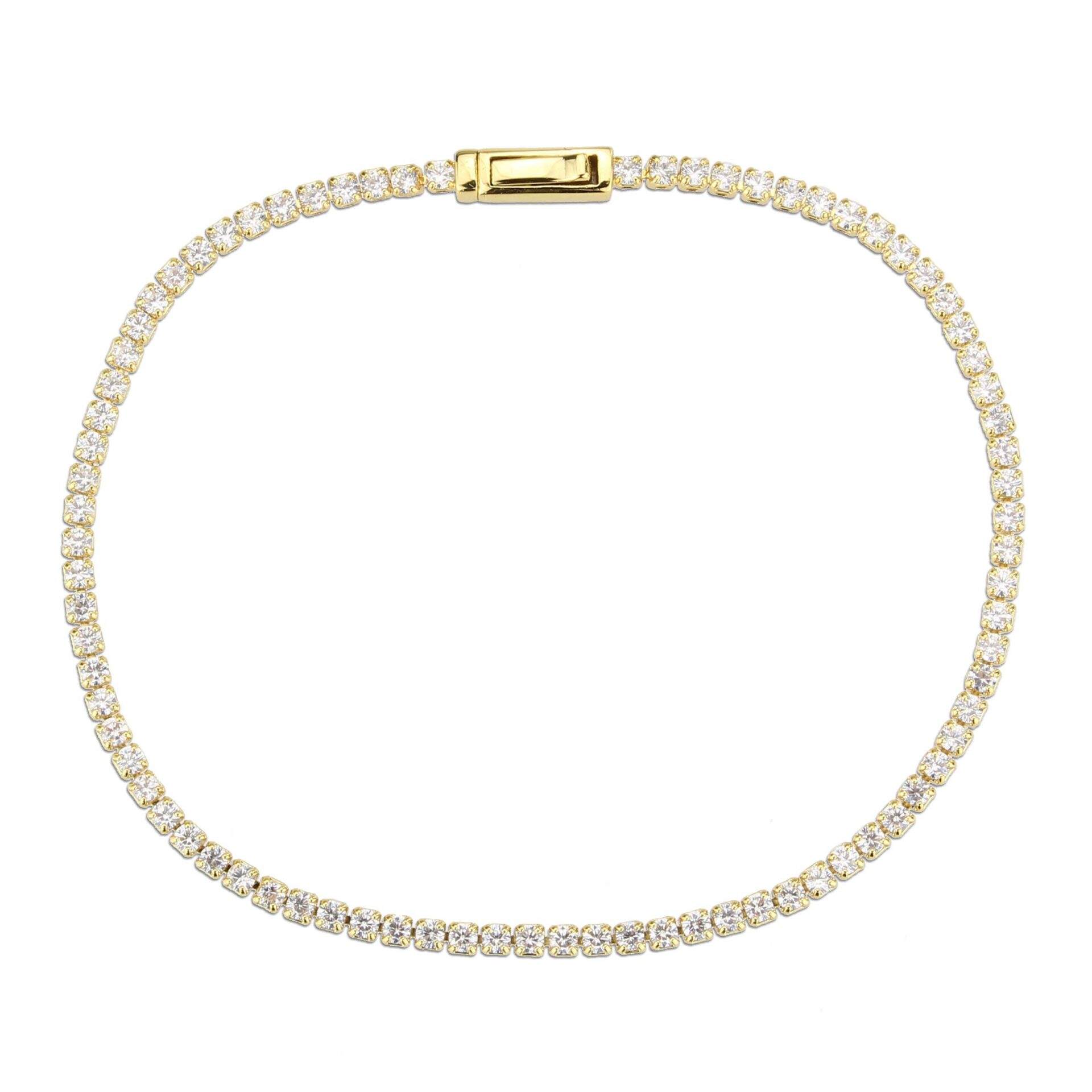 3W1683 - Gold Brass Bracelet with AAA Grade CZ in Clear