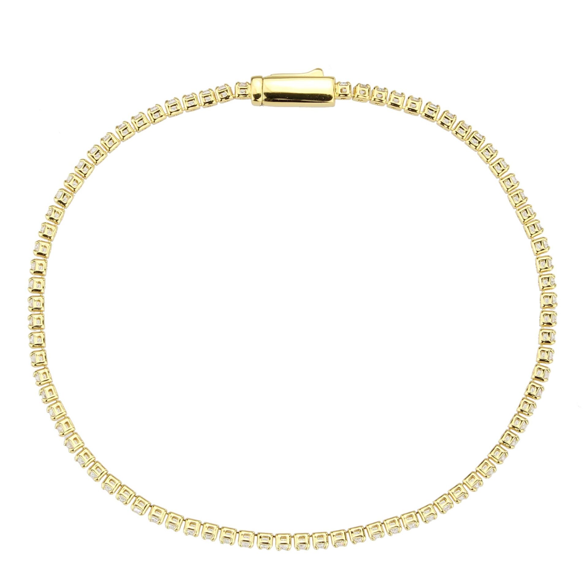 3W1683 - Gold Brass Bracelet with AAA Grade CZ in Clear