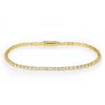 3W1686 - Gold Brass Bracelet with AAA Grade CZ in Clear