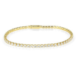 3W1689 - Gold Brass Bracelet with AAA Grade CZ in Clear