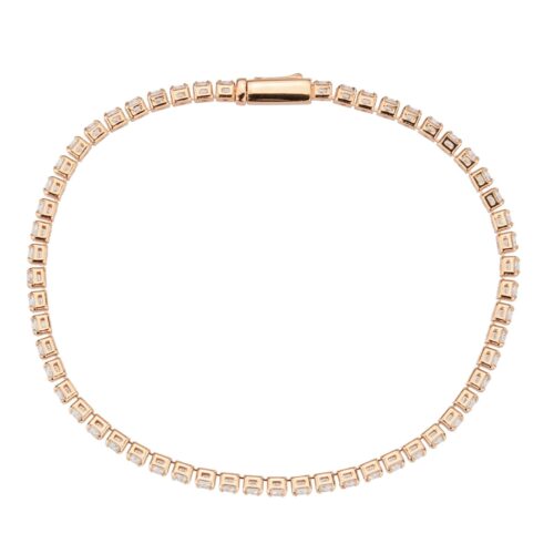 3W1690 - Rose Gold Brass Bracelet with AAA Grade CZ in Clear