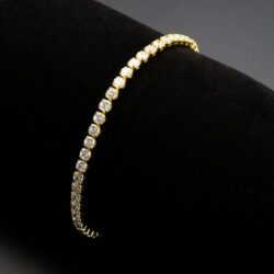 3W1692 - Gold Brass Bracelet with AAA Grade CZ in Clear