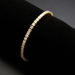 3W1695 - Gold Brass Bracelet with AAA Grade CZ in Clear