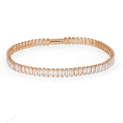 3W1702 - Rose Gold Brass Bracelet with AAA Grade CZ in Clear