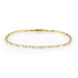 3W1707 - Gold Brass Bracelet with AAA Grade CZ in Clear