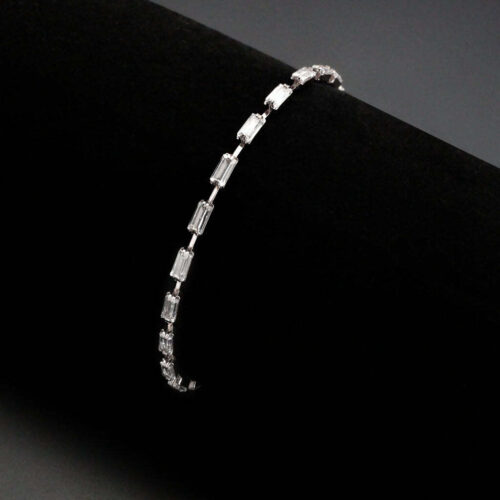 3W1709 - Rhodium Brass Bracelet with AAA Grade CZ in Clear