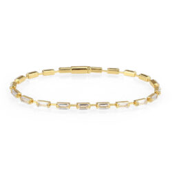 3W1710 - Gold Brass Bracelet with AAA Grade CZ in Clear