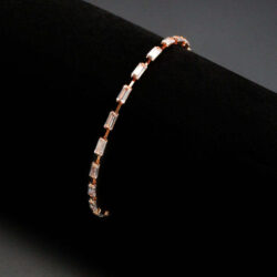 3W1711 - Rose Gold Brass Bracelet with AAA Grade CZ in Clear